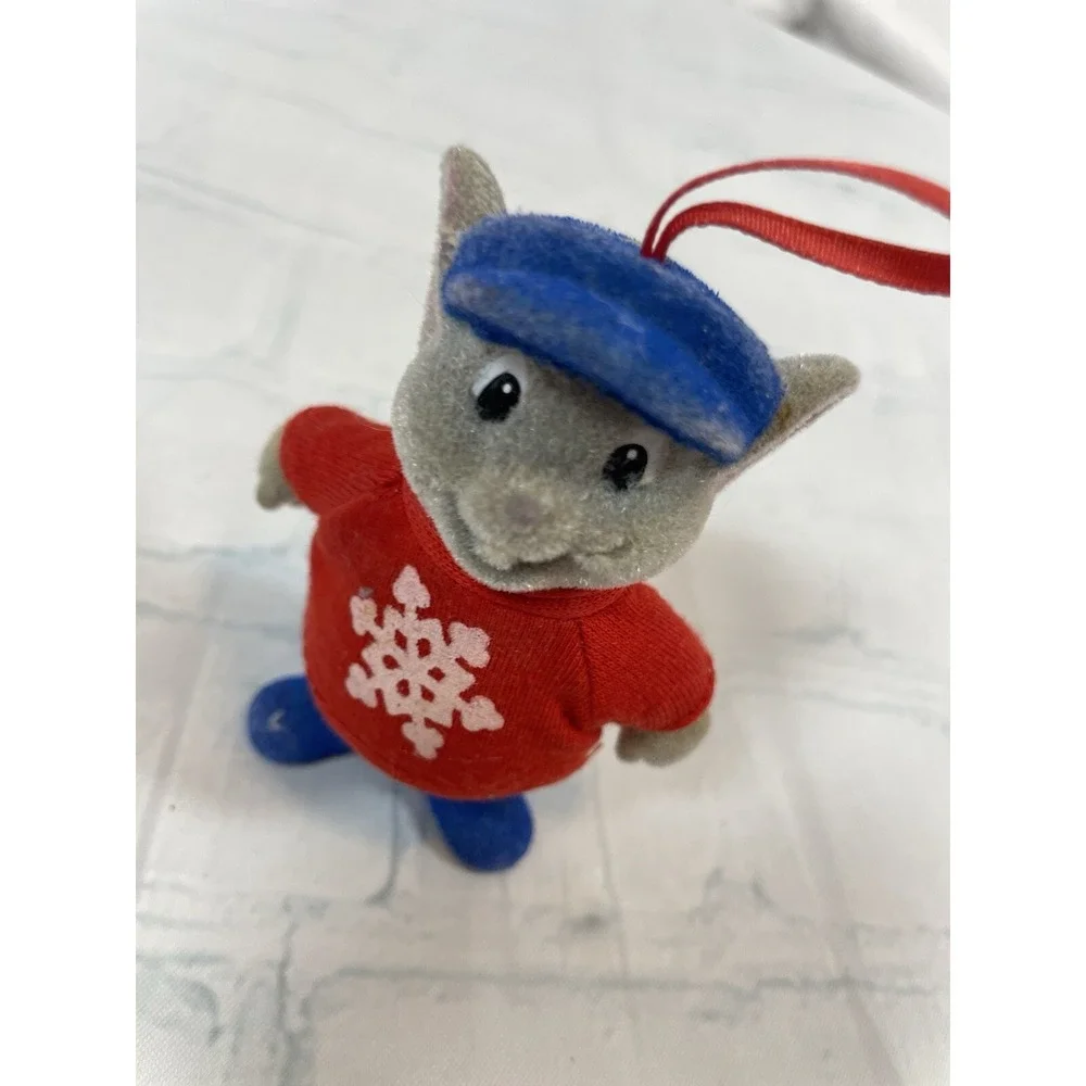 Vintage 90s Disney The Rescuers Flocked Christmas‎ Ornament BERNARD Mouse